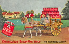 Anheuser-Busch Budweiser Barley Malt Syrup Wagon Postcard Copy
