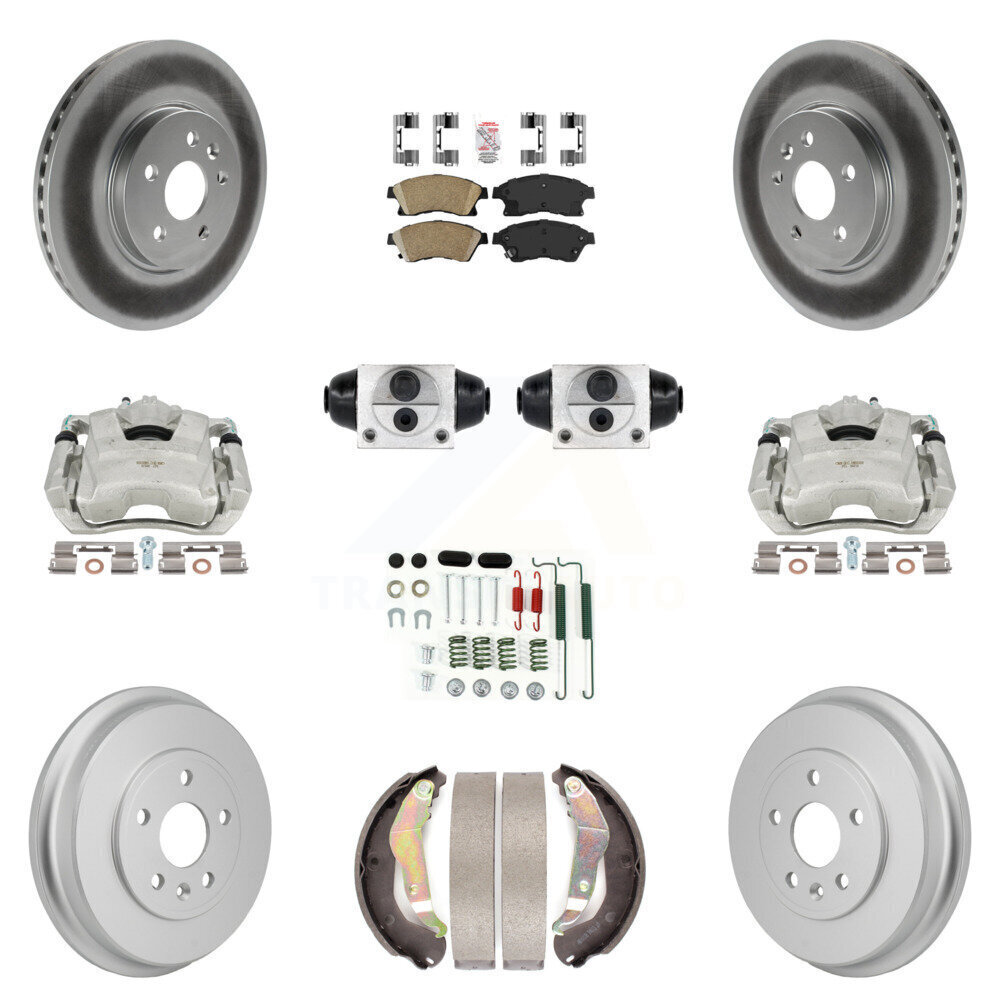 Front & Rear Brake Caliper Rotor Drum Ceramic Pad Shoe Cylinder Hardware Kit