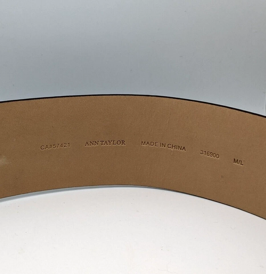 Cinturón Vintage Ann Taylor 2.25" Ancho Marrón Cuero Elástico Espalda Talla M/L 32" Foto 4 de 4
