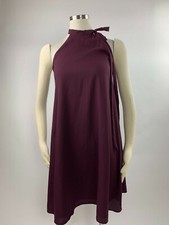 Ann Taylor Loft Plum Purple High Neck Side Tie Shift Dress XS Excellent