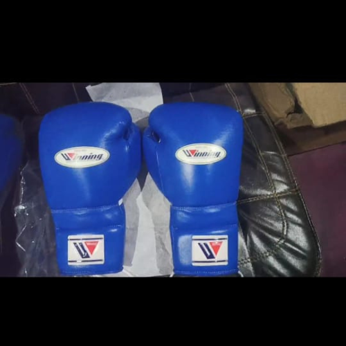 WINNING Boxing Gloves 16oz MS600 Blue Training Tape Type Pro Type.FREE