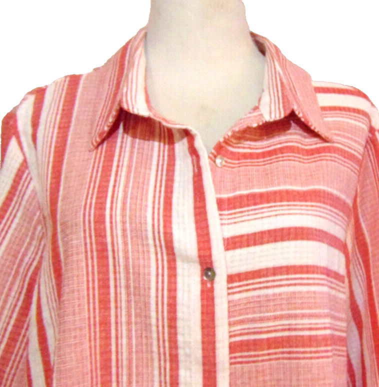 BLUSA MUJER GUNIT ROJA BLANCA BLUSA A RAYAS TOP DIVERTIDO ROPA INFORMAL TALLA XL Foto 3 de 4