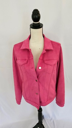 Wonder Nation Girls Pink Faux Suede Trucker Style Jacket Size XXL 18