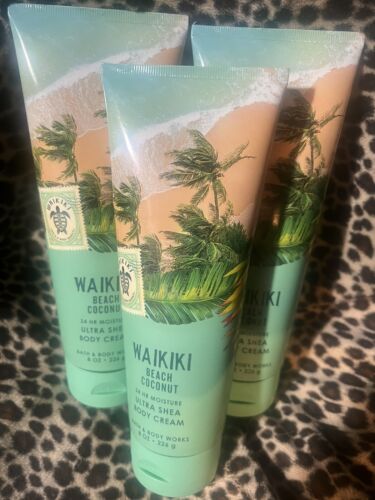 Bath & Body Works 3 X WAIKIKI BEACH COCONUT 8 Oz. ULTRA SHEA Body Creams!!