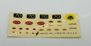 Hot Wheels Redline LOTUS TURBINE Waterslide Decal Sheet ORIGINAL !!!