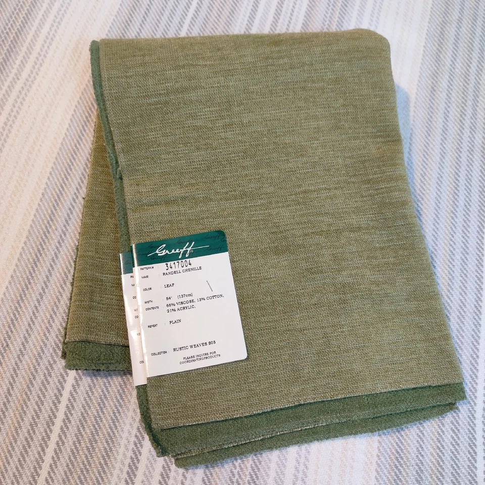 Lote de 2 GREEFF Muestra Verde Tela/Remanente Chenille y Boucle Tapicería Artesanal Foto 2 de 4