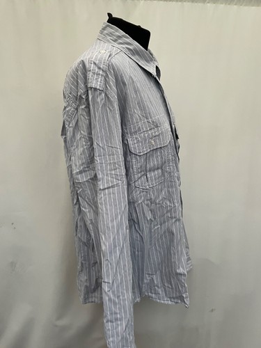 H&M LOGG Men's Grey Striped Cotton Long Sleeve Shirt XL - Picture 6 of 9