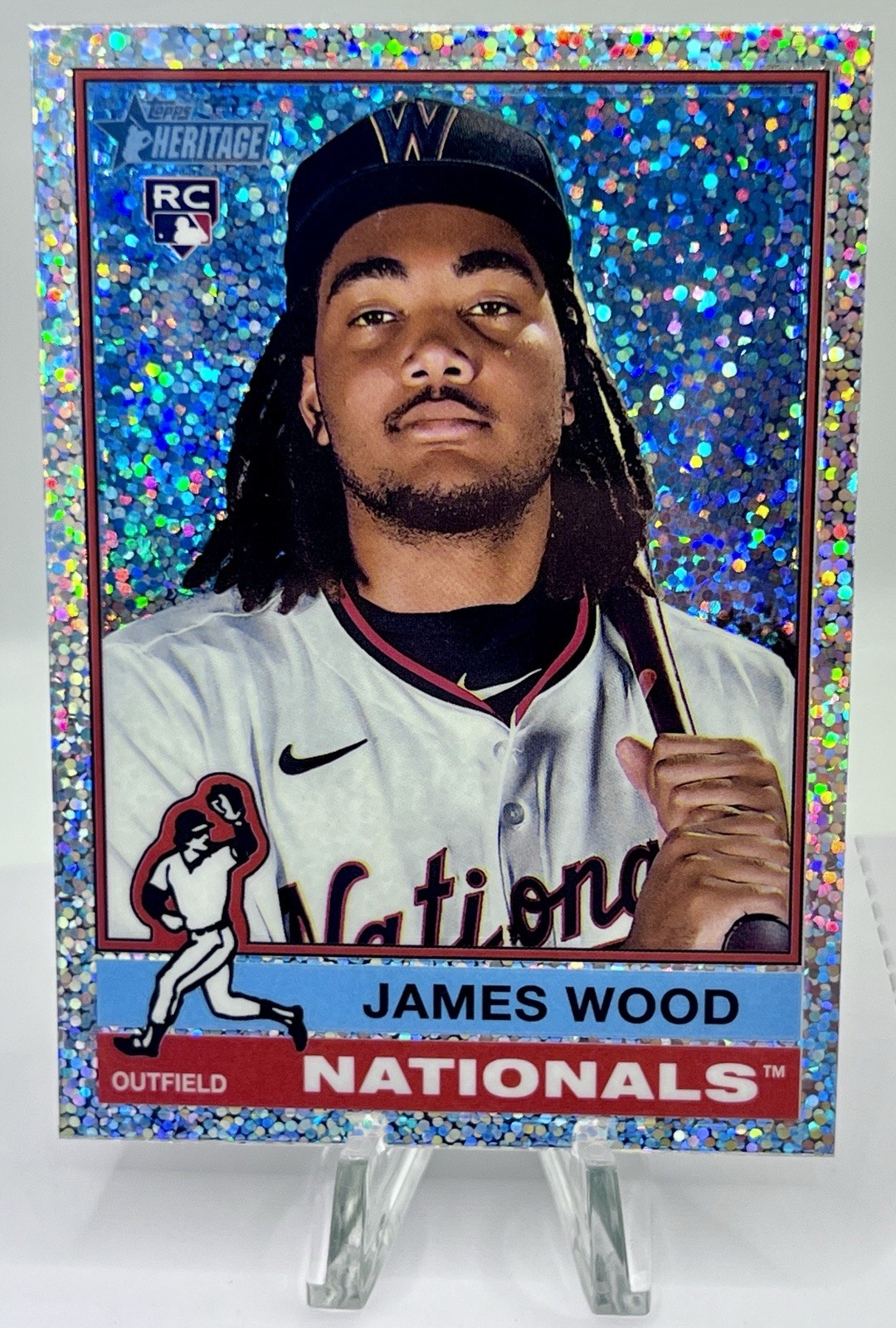 James Wood 2025 Topps Heritage Chrome Rookie #231 Silver Sparkle Refractor (RC)