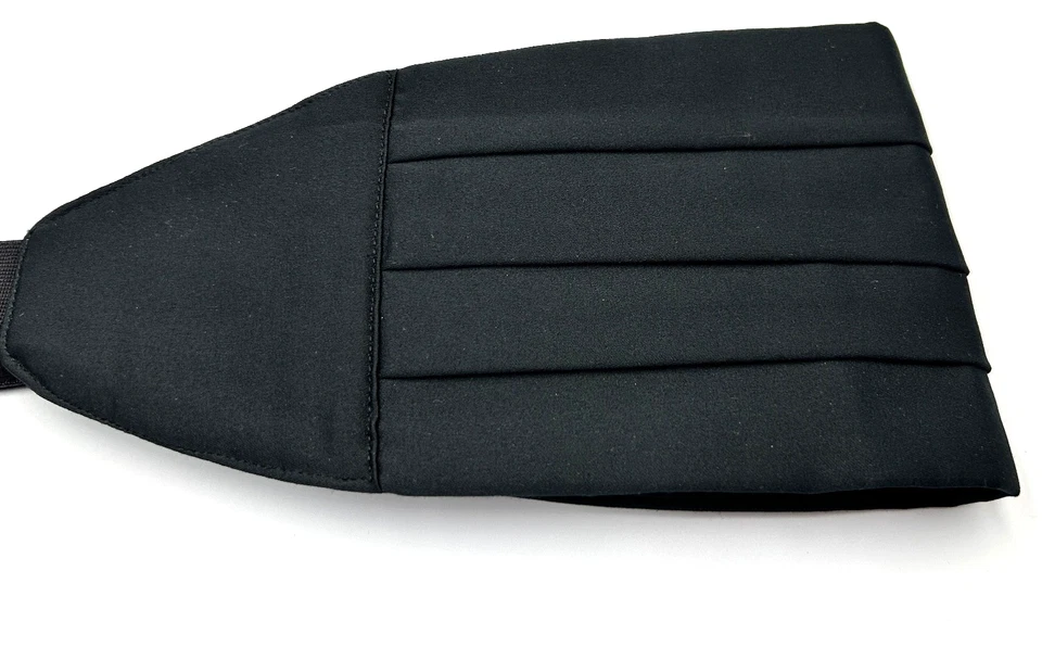 Vintage After Six Black Pleated Cummerbund Bow Tie Adjustable Formal Set - Image 2 of 4