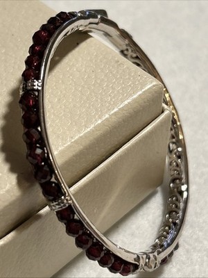 DESIGNER KARIS SILVER GARNET BRACELET STS