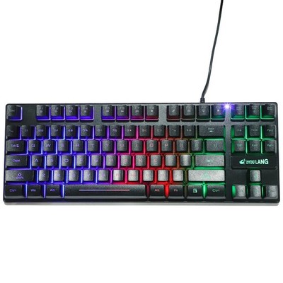 87-Key-RGB-Backbeleuchtung Tastatur USB Computer Gaming-Tastatur (schwarz)