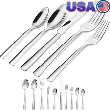Ergonomic Stainless Steel Flatware Set 8 Dinner Forks Spoons Knives Serving New