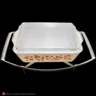 VINTAGE Pyrex 503 Pink Gooseberry 1.5 Qt Refrigerator Dish + Lid + Chrome Cradle