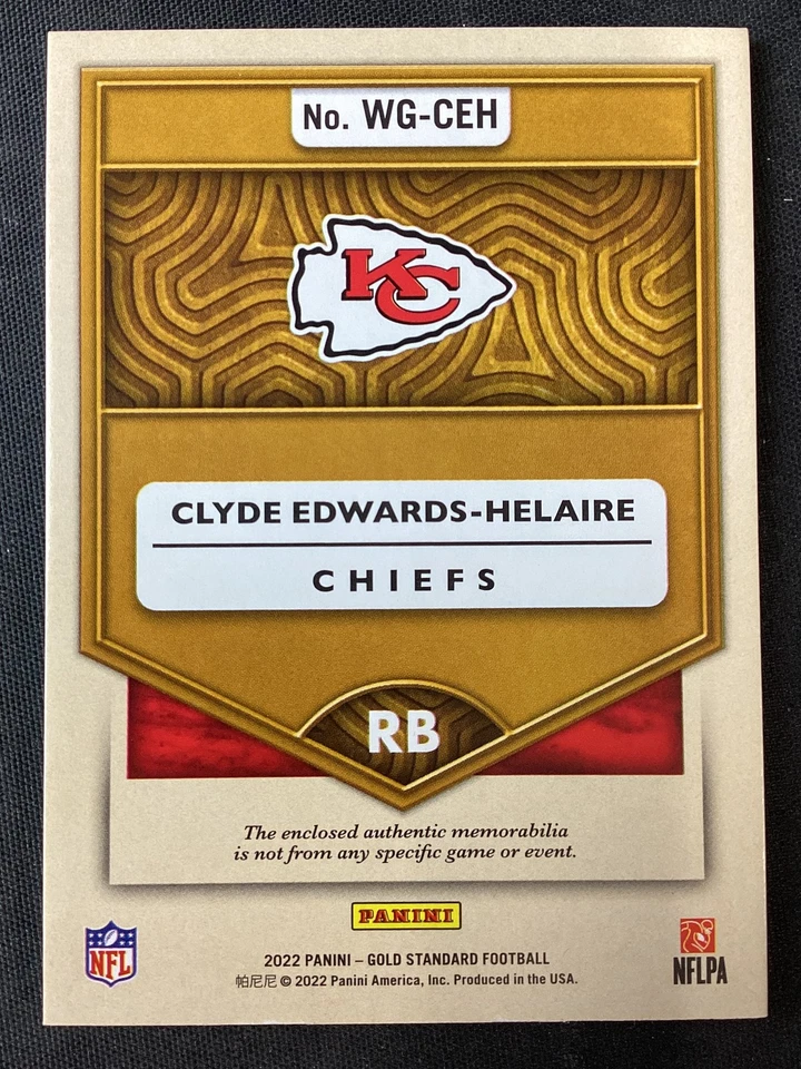 2022 Panini Gold Standard #WG-CEH Clyde Edwards-Helaire KC Chiefs PATCH /299 - Image 2 of 2