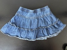 Faded Glory Denim Skort Skirt With Shorts Ruffle Jean Mini Baby 18 Mo Girls