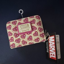 Cartera tarjeta de crédito Loungefly Marvel Spider-Man corazón rosa cremallera alrededor