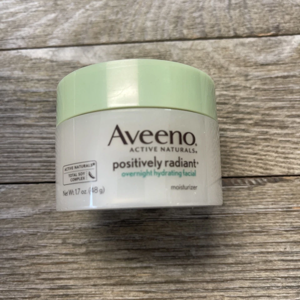 3 Pack Aveeno Positively Radiant Overnight Hydrating Facial Moisturizer 1.7 oz - Image 4 of 4