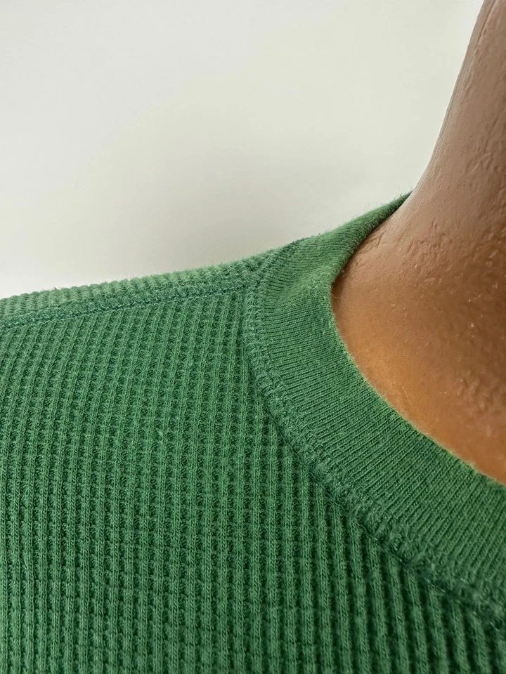 Camisa Y2K Punto Gofre Hombres XL Elastizada Verde Oscuro Mínima Térmica Urbana Pipeline Foto 3 de 4