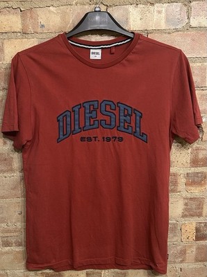 DIESEL besticktes Spellout T-Shirt Gr. XS 38 ''100% Baumwolle rot