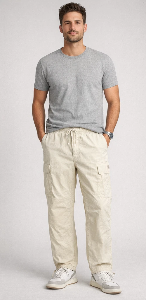 Stussy Workwear Pants Size L Beige Cotton Cargo Casual Streetwear Mens