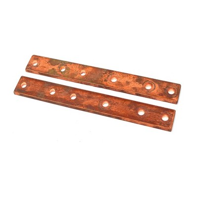 (Lot of 2) Solid Copper 12.5''L x 1.5''W x 1/4''T Busbars for Grounding/Connections