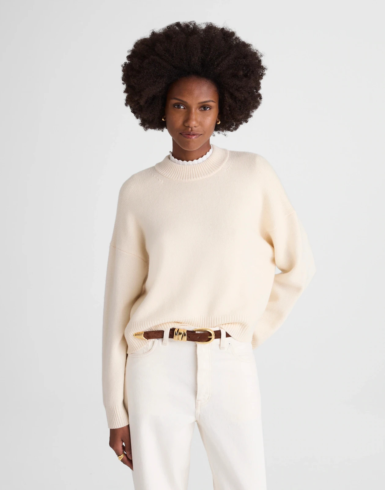 Madewell Softwool Boxy Crewneck Sweater in Hthr Cloud, Size XXS