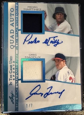 2025 Leaf In The Game Used Pedro, Maddux, R Johnson & Schilling Autograph #d 1/7