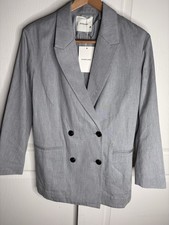 Everlane Gray The Double-Breasted Blazer in Buttersmooth Women Size 3 US 12 NWT