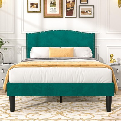 Twin Bed Frame, Platform Bed Frame with Adjustable Height Upholstered Headboa...