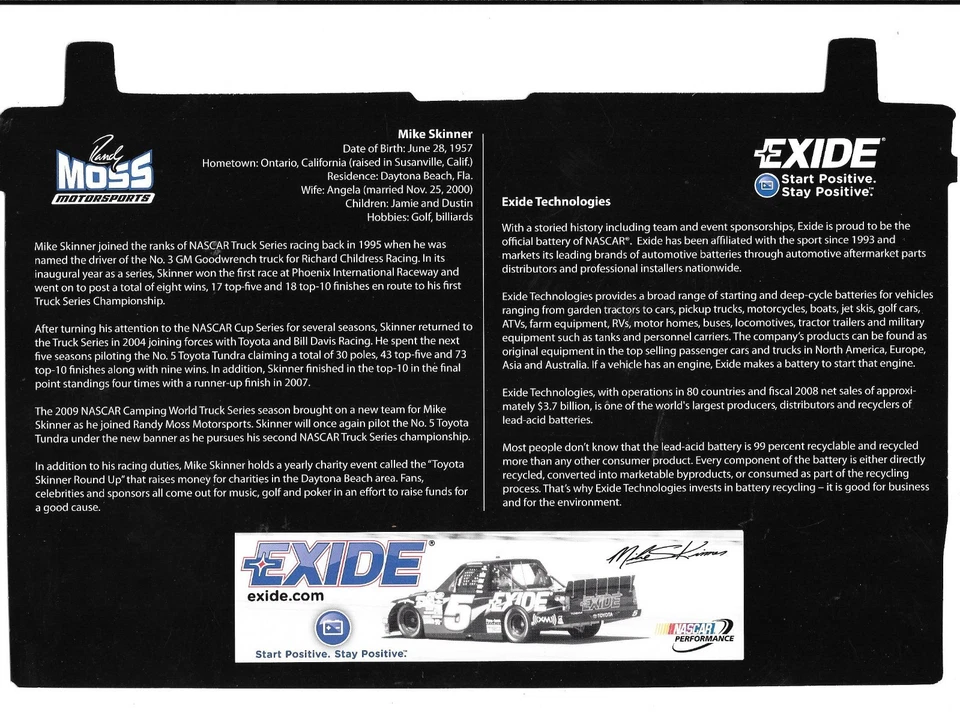 Foto autografiada de Mike Skinner #5 NASCAR TRUCK SERIES 2009 Foto 2 de 2