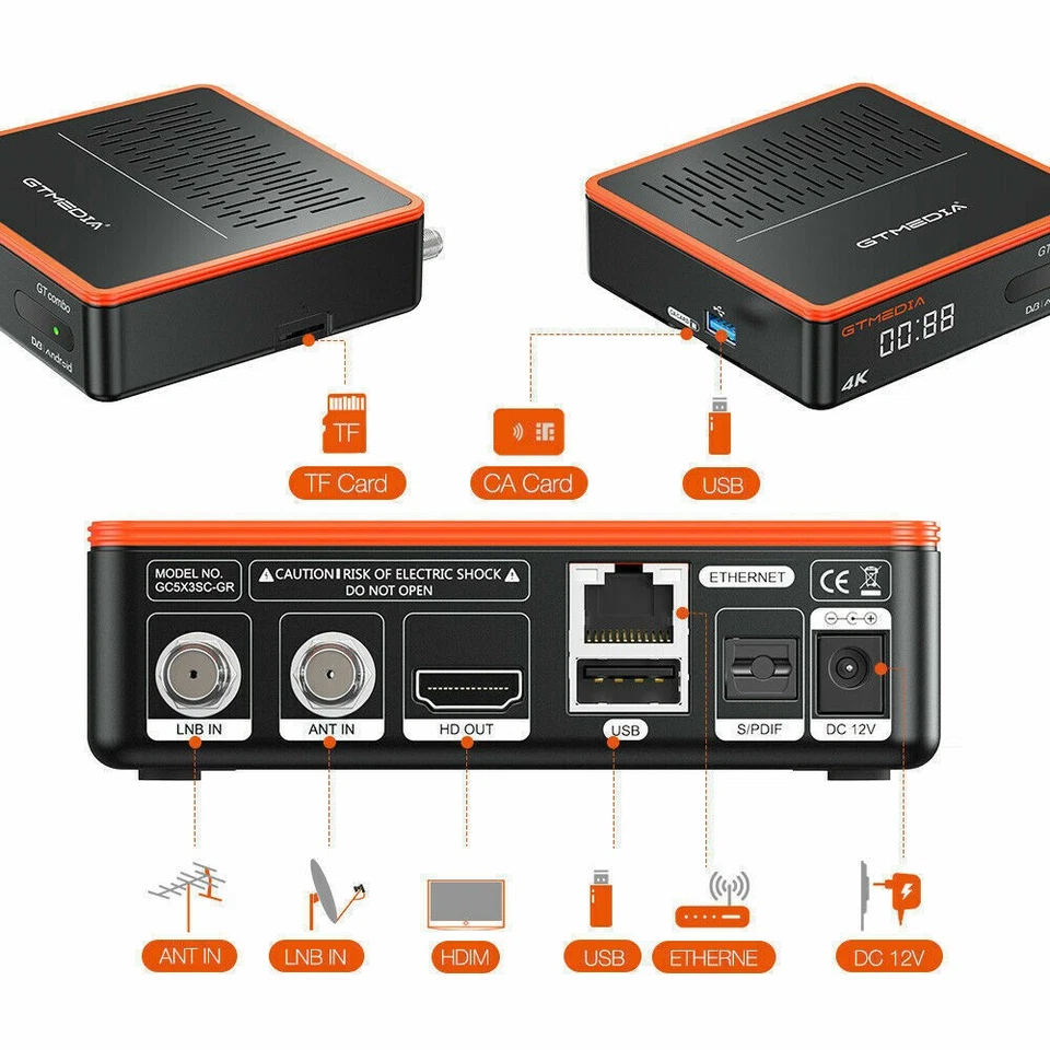 FTA DVB-S2/S2X/T2/C 4:2:2 Android Smart TV BOX Quad Core 4K 3D HDR Media Player - Bild 2 von 4