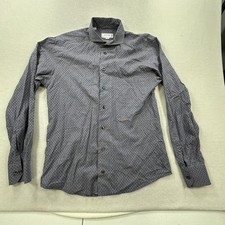 Eton Dress Shirt Mens Medium 39 15.5 Gray Blue Micro Print Slim Fit Button Down