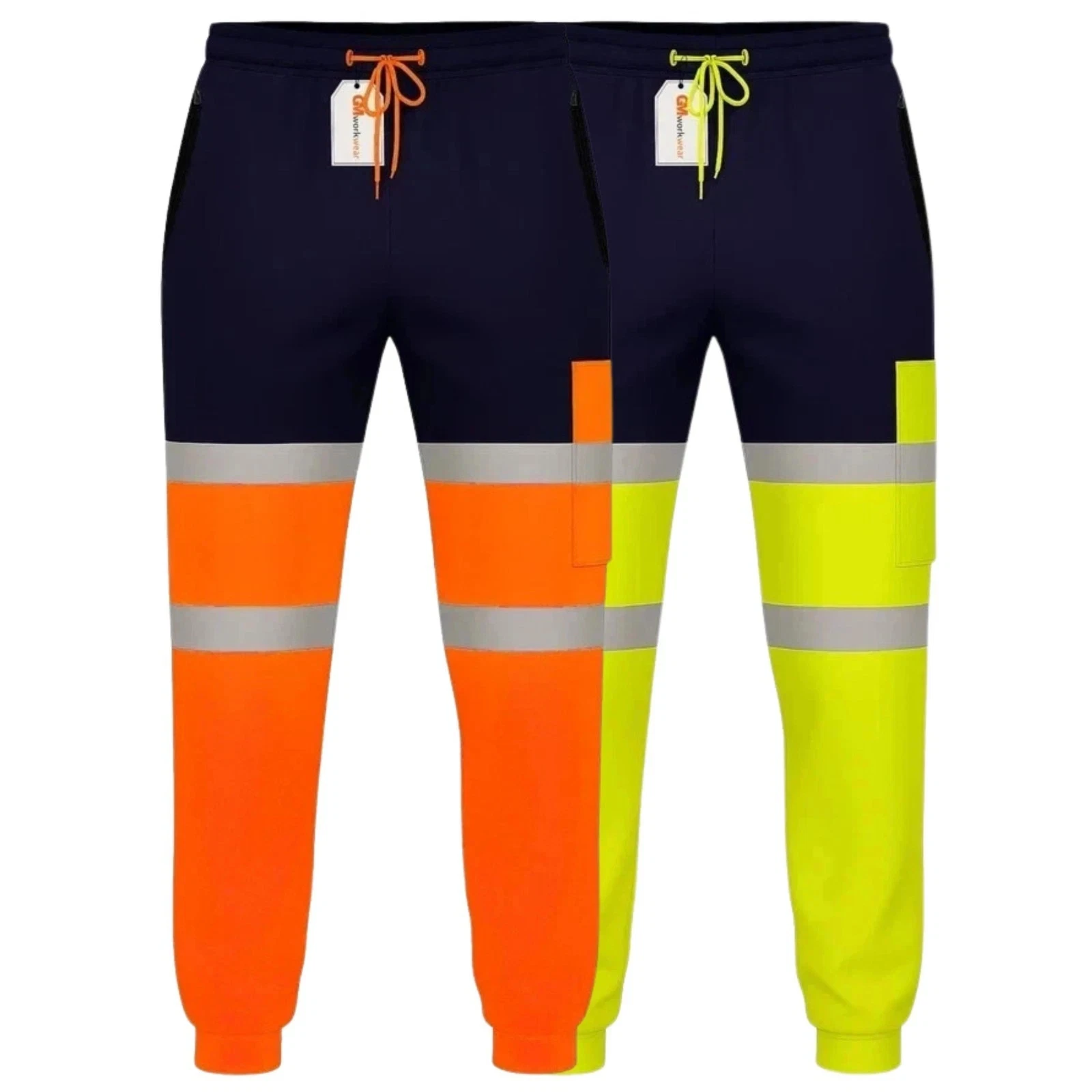 Orange Navy and Yellow Navy hi-vis fleece jogging bottoms