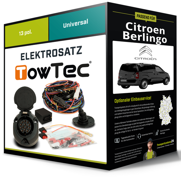 Elektrosatz 13-Pol Universell für Citroen Berlingo 04.2008-10.2011 NEU Towtec-image