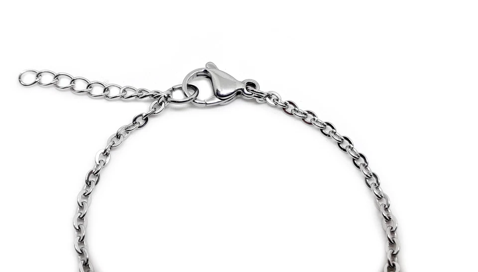 Cavigliera con MANETTE Argento a catena in ACCIAIO INOX da Uomo Donna per Estate - Immagine 2 di 4