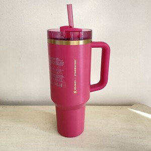 Stanley x Starbucks Berry Glitter Pink Gold Trim 40 oz Holiday Tumbler 2024