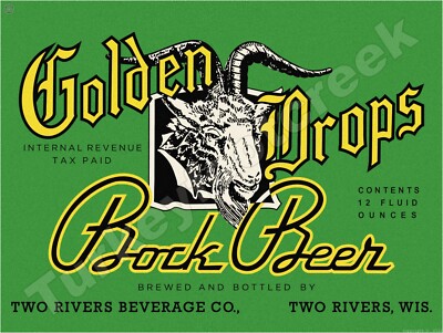 Golden Drops Bock Beer Label 18'' x 24'' Metal Sign
