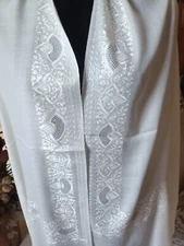 WHITE wedding Scarf Embroidery Cashmere Pashmina sworvski designer stole Bridal