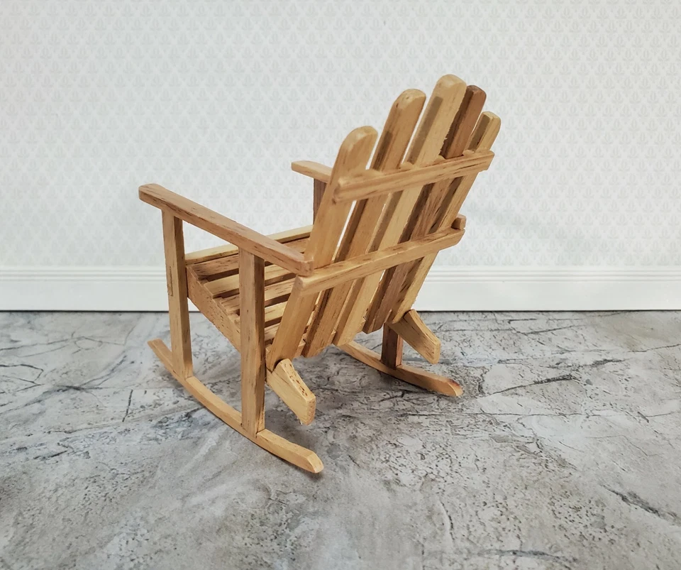Dollhouse Adirondack Rocking Chair Rocker Light Oak 1:12 Scale Miniature - Изображение 3 из 4