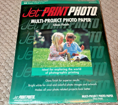 Jet Print Photo Paper in Brilliant Gloss Finish Medium 20 Sheets 8.5x11  07033-0