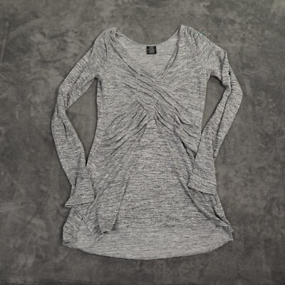 Astars Shirt Dress Womens Medium Gray Ruched Boho Comfort Festival
