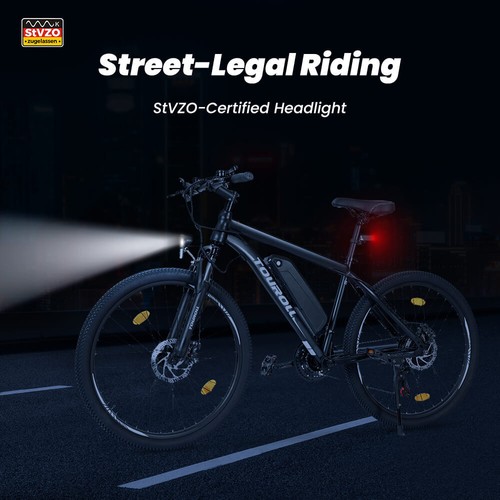 Touroll U1 26-Zoll Off-Road Reifen Elektro-MTB 65KM IPX4 25KM/H 45Nm 250W motor - Bild 5 von 24