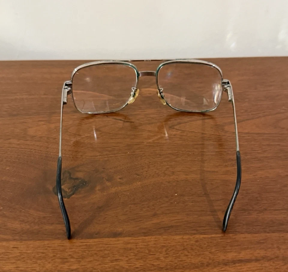 Marco de gafas de aviador vintage de metal tono plateado estilo años 80 lentes transparentes retro Foto 3 de 4