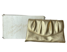 Avon Vintage 1978 Polished Gold Evening Bag Pleated Clutch Purse Party New Years