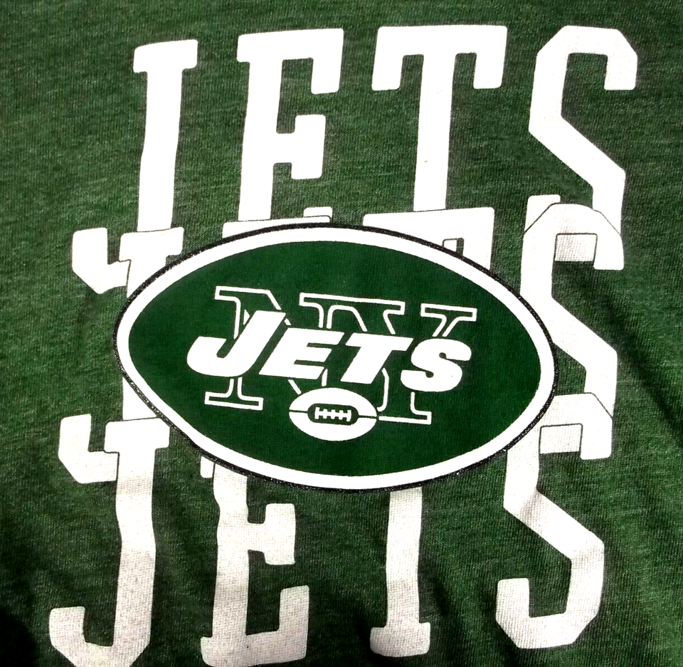 T-shirt Femme New York Jets – Team Apparel – Gris Manches Courtes – NEUF Avec étiquettes