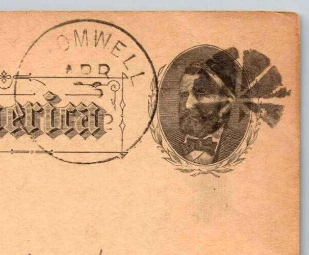 1891 UX10 Postal Card NICE FANCY Cork Cancel CORNING State Savings Bank Iowa - Image 2 of 3