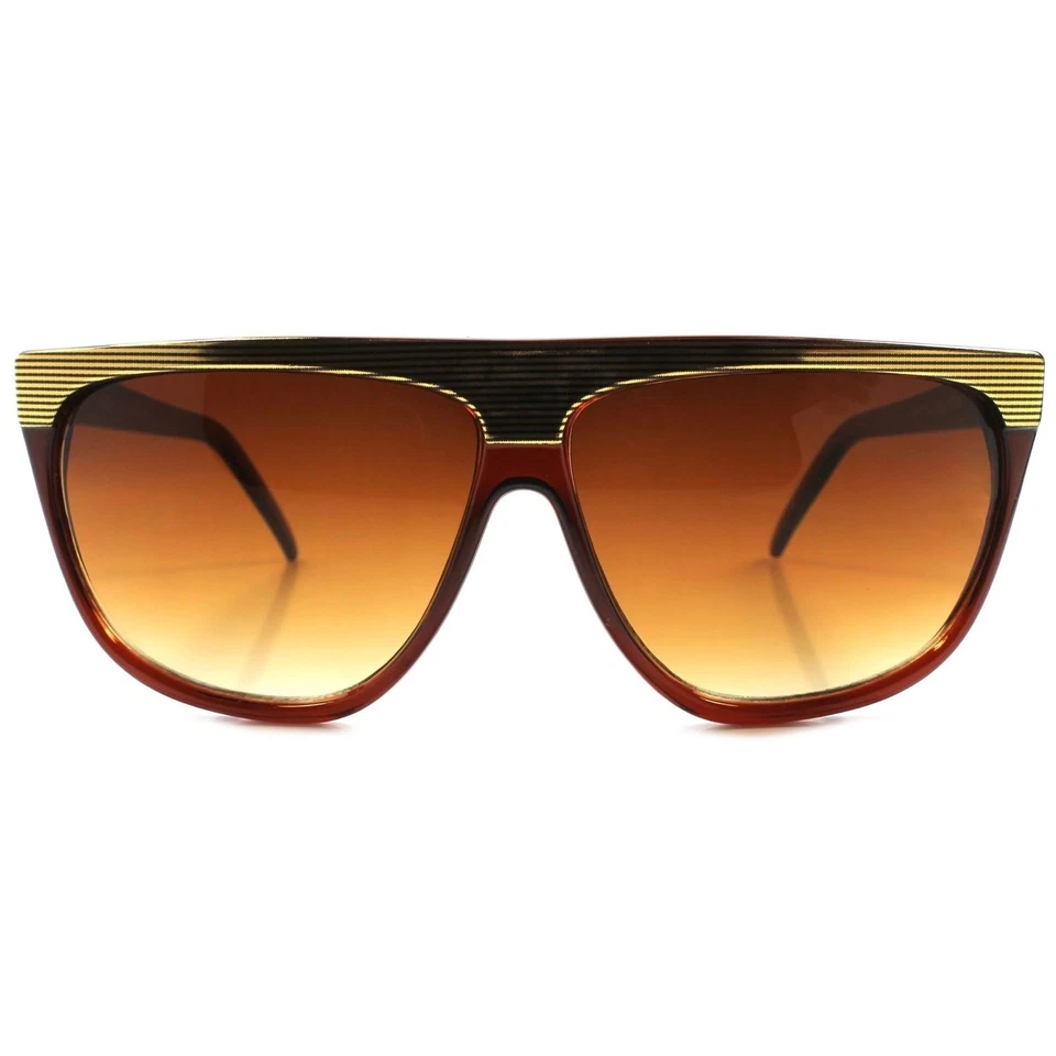 复古棕色和金色平底女式男式超大方形嘻哈太阳镜 — 第 4/4 张图片