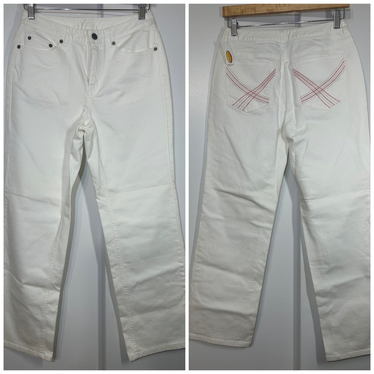 Talbots Women's Straight Leg Jeans White Stretch Pants Size