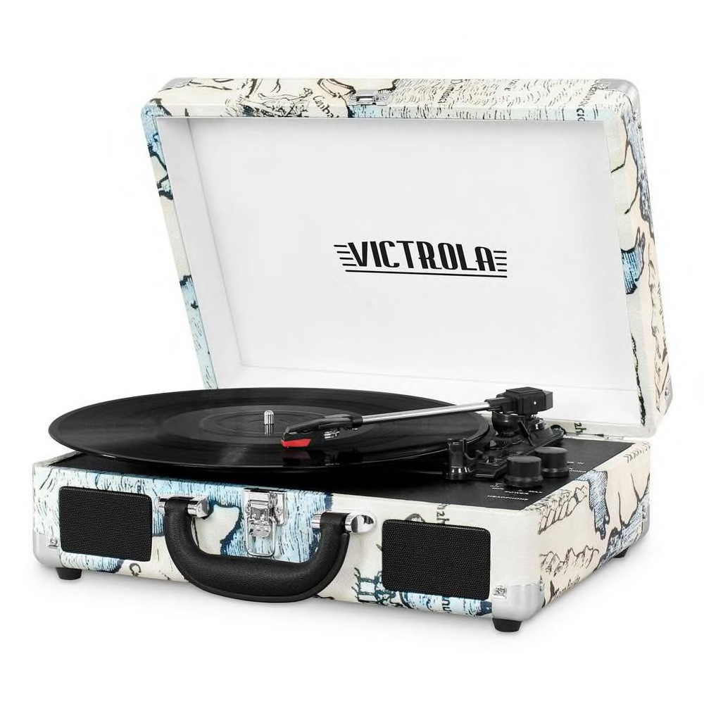Suitcase Record Player Bluetooth 3-Speed Turntable Portable Carry Handle Mobile-image