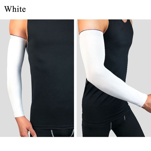 Mens Cooling Arm Sleeves Cover UV Sun Protection Fingerless Basketball Elbow P ∮ - Picture 12 of 20
